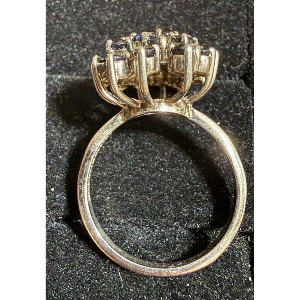 925 Sterling Silver Ring Sapphire Gemstone Jewelry ADI 925 Cluster LARGE Size 10 - Picture 14 of 16